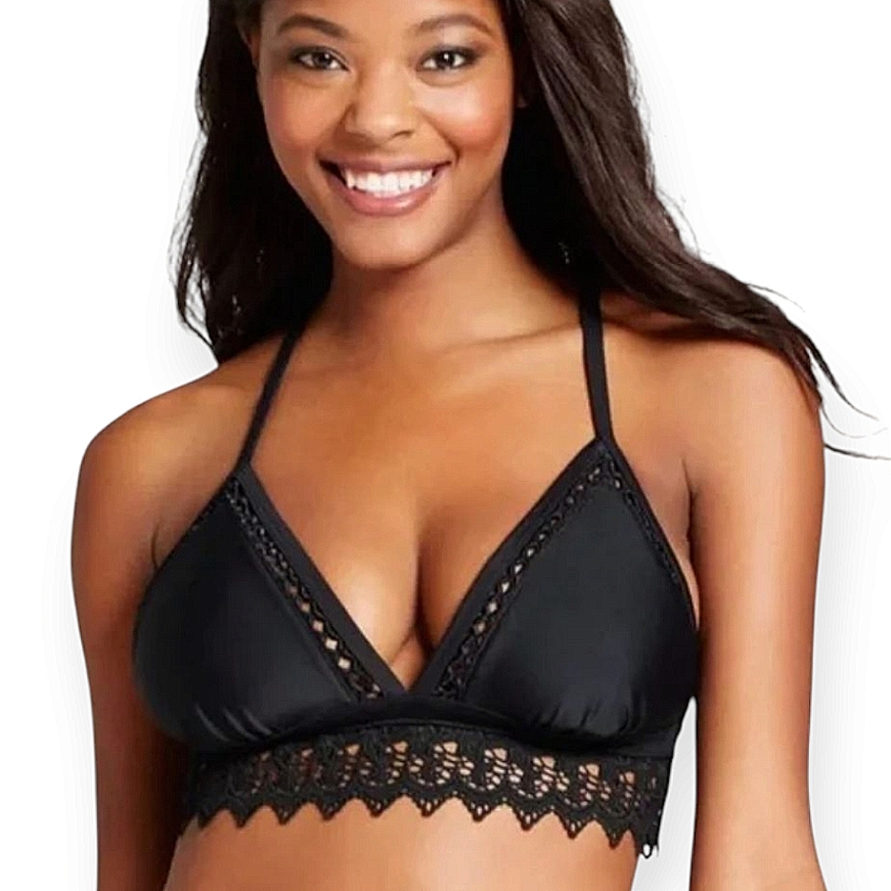Xhilaration Lace Trim Halter Bikini Top
